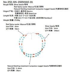 Fine Natural Red Spiny Oyster Turquoise Double Necklace High Quality Turquoise Natural Gemstone Jewelry Popular Models Hot Sale