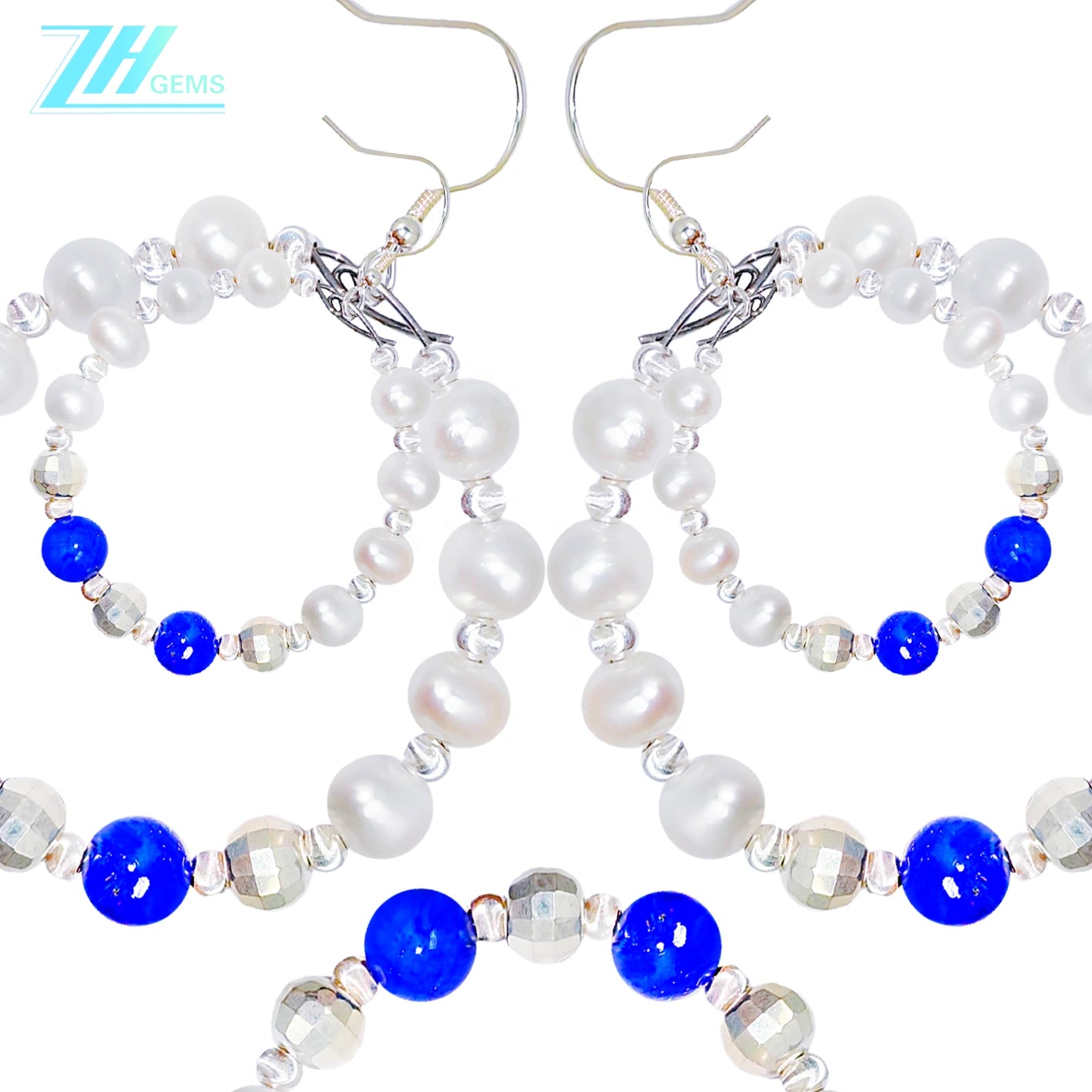 Natural Pearl Earrings Natural High Quality Lapis Lazuli Beads 5 Inch Jewelry Earrings Are Selling Well All Over The World