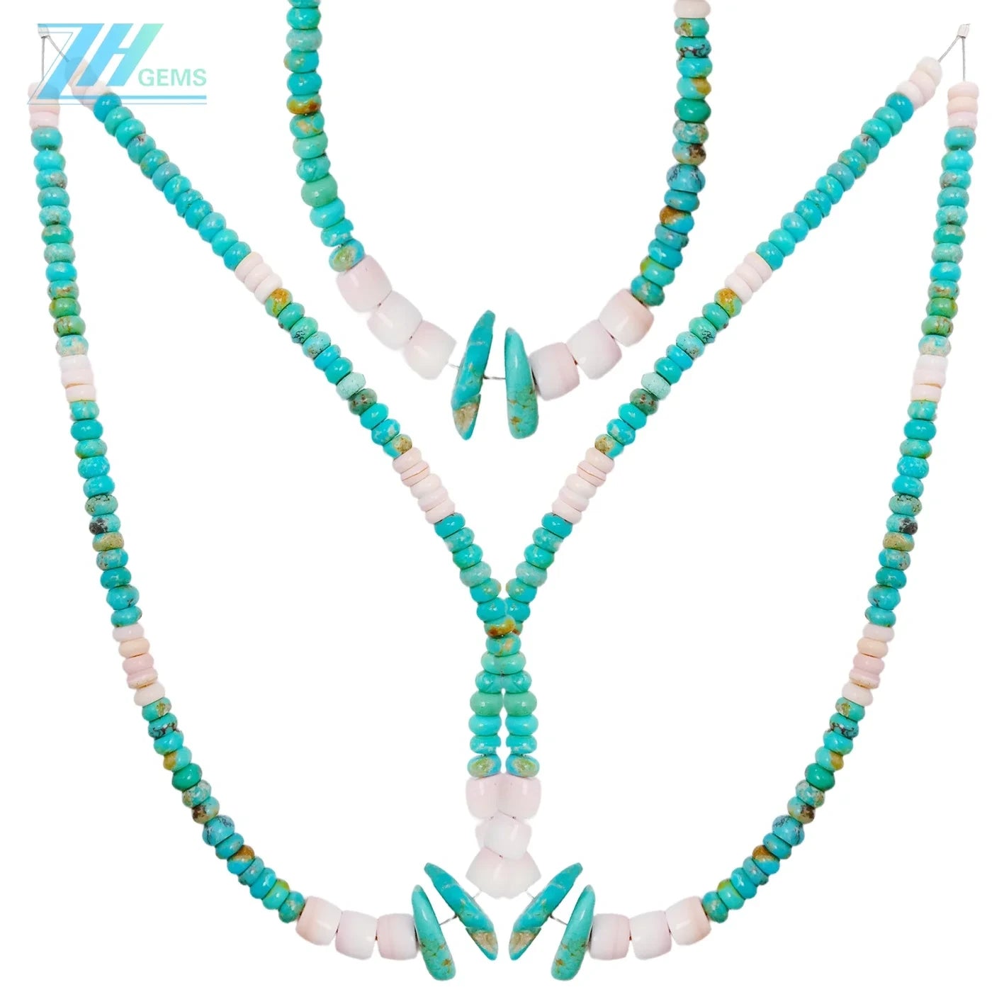 Natural Turquoise And Pink Opal Green Pink Color Round Gemstone Beads Relief Gift For Her Strength Necklace Jewelry Holiday