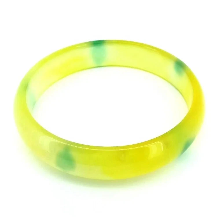 Natural Jewelry Yellow-green Agate Gemstone Woman Man Bangle Best Gift 53-63mm