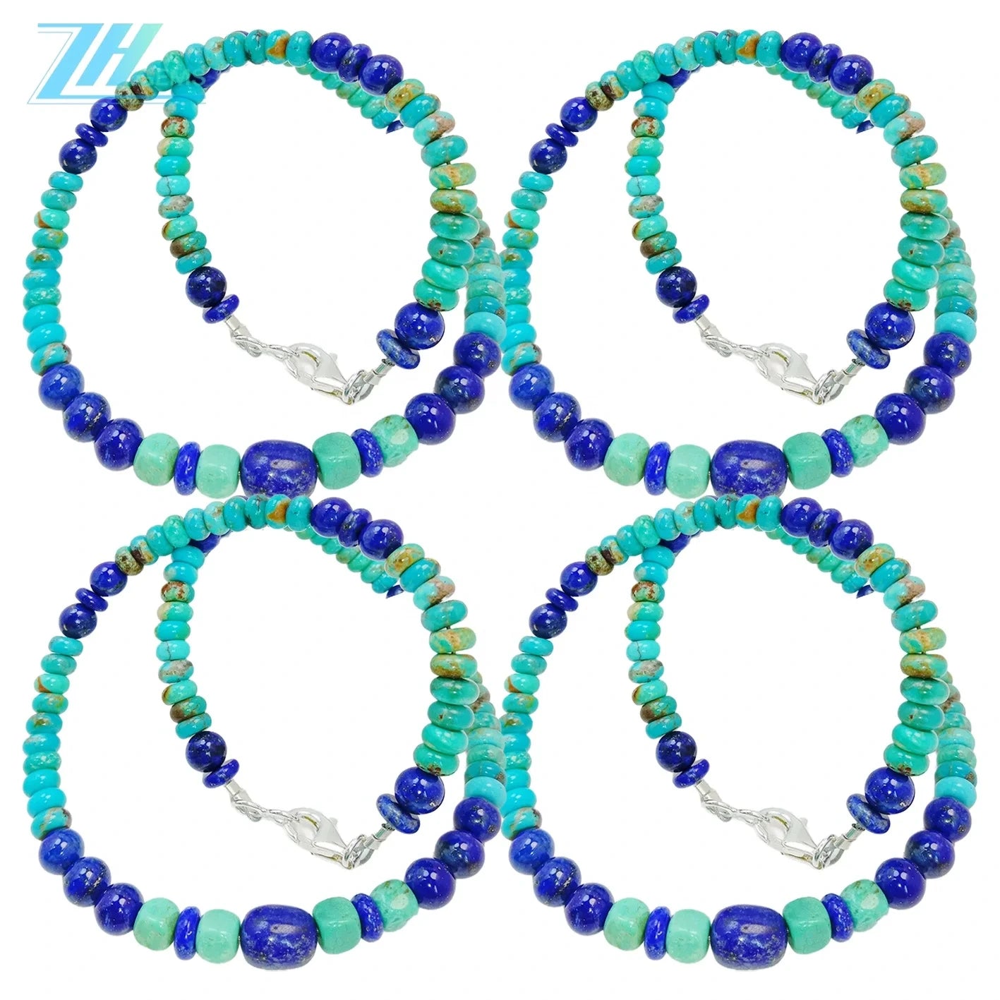 Natural Turquoise Lapis Lazuli Necklace 16inch Summer Present Personalized Necklace Simple Atmosphere Jewelry