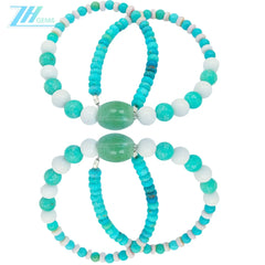 Natural Turquoise Amazonite Tridacna Aventurine Roundle Round Beads Gemstone Combination Jewelry Size 16inch Weight27.6g