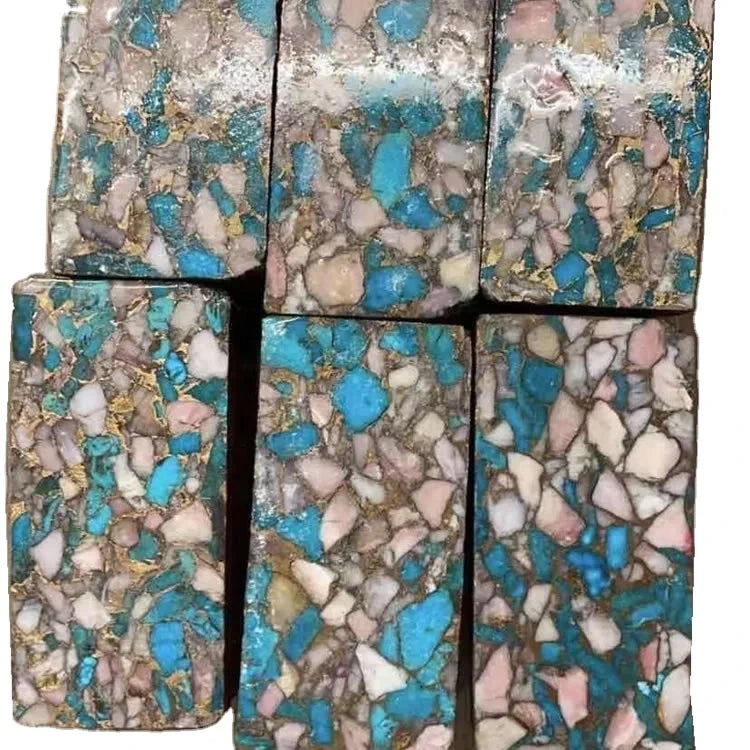 Natural turquoise and opal compressed block1