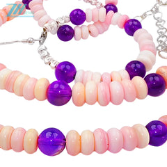 Amethyst & Natural Pink Opal Jewelry Set 3 Piece Set Necklace Bracelet Earring Set The Perfect Combination Of Natural