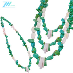 Natural Turquoise And Pink Opal With Free-shape Size 16inch Green And Pink Color Handmade Gift Color Jewelry Making