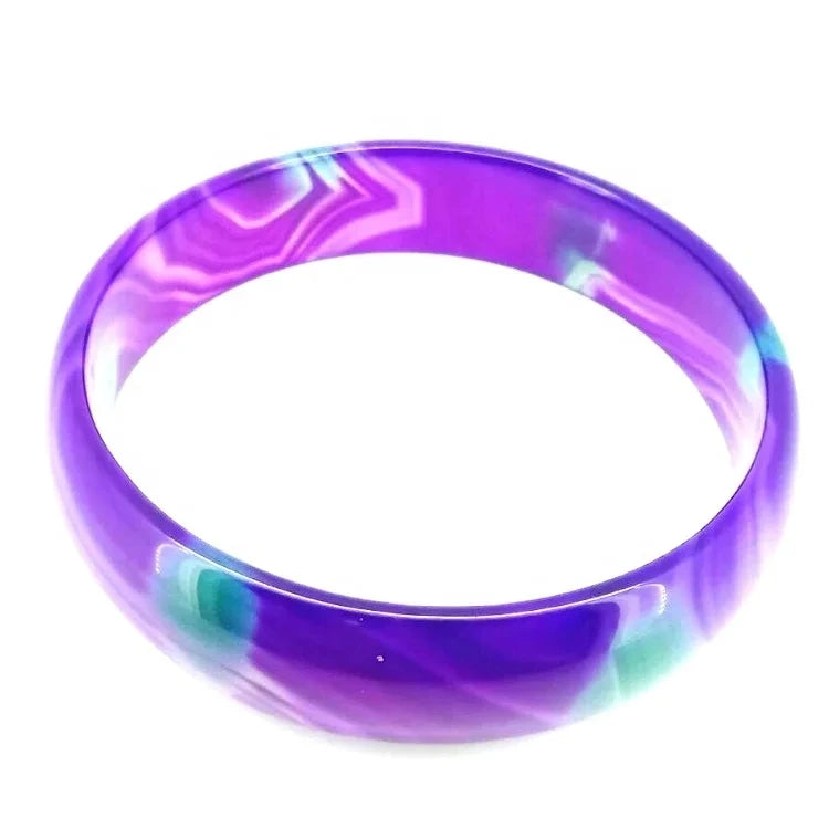 53mm-63mm Agate Stone Band Bangle Purple Gemstone Width Bangle Woman Man Bangle Best Gift