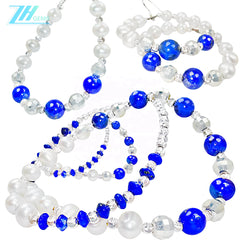Jewelry Three-piece Set Natural Lapis Lazuli Beads Pearls Perfect Combination Bracelets Necklaces Earring Jewelry Handmade