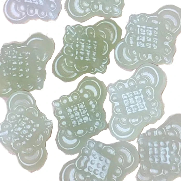 Chinese Knot Pendant Link White Green Carved Natural Nephrite Stone