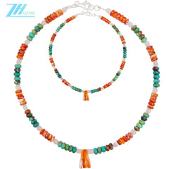 Spiny Oyster Rose Quartz Natural Turquoise 16inch Orange Green Gemstone 23g As Gift For Mon And Girlfriend Summer