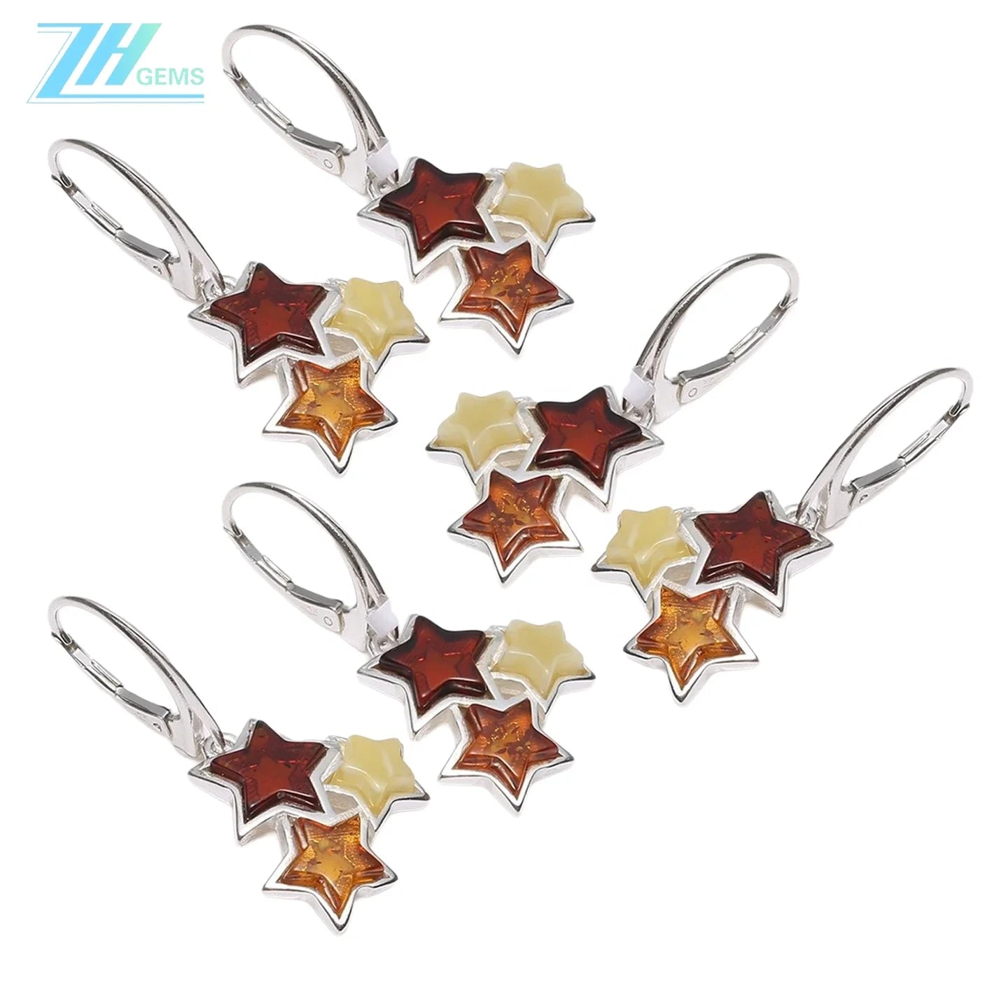 Star Shape Baltic Amber Earrings Classic Drop Shape Gemstone Elegance Earrings Gift For Wife Girlfriend Sister Mom