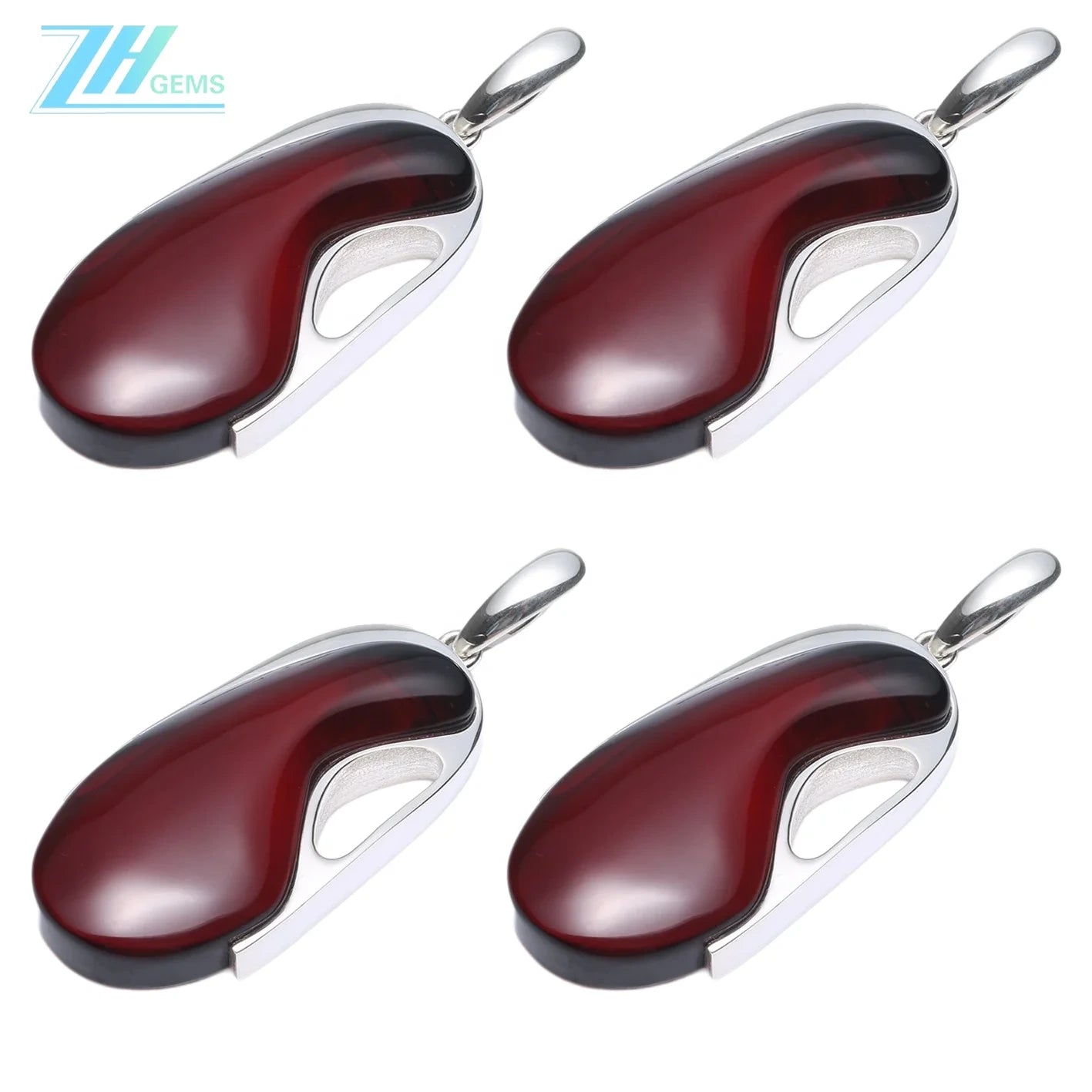 Amber With Red Plated Sterling Silver Fitting Huge Drop Shape Red Pendant Modern Amber Jewellery Set Gift For Women Necklace