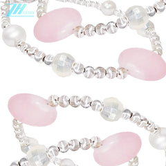 High Quality Natural Rose Quartz Natural Freshwater Pearl C925 Silver Pink White Classic Color Bracelet The Best Gift