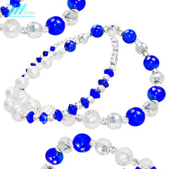 Lapis Lazuli &nbsp;natural high quality bead necklace natural high-grade pearl blue and white color matching classic match spring wear gifts