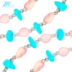 New Chinese Style Necklace Natural Turquoise And Pink Opal Full Of Oriental Charm Beauty And Classical Design Showing Elegant