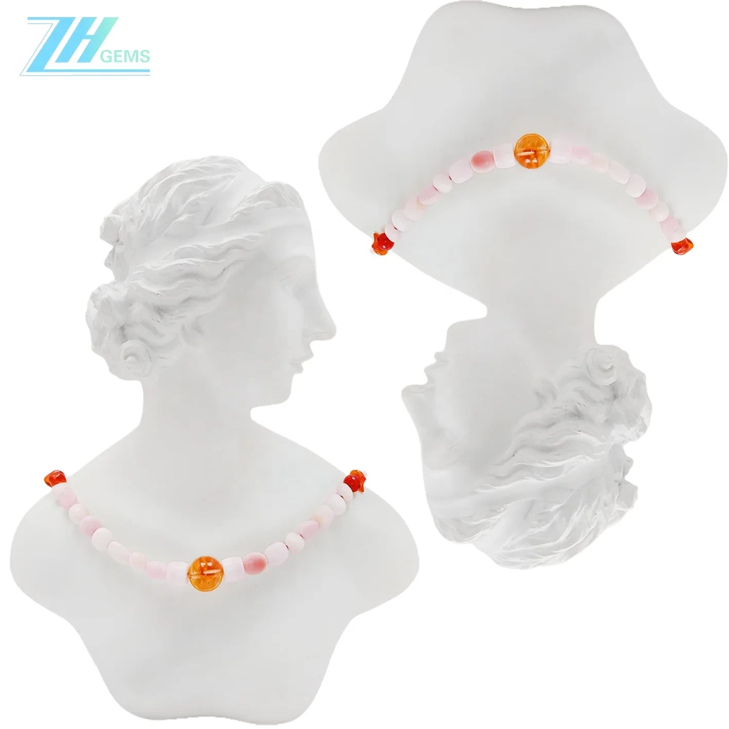 Pink Opal Amber And citrine Shape Free-shape Pink Yellow Orange Color Jewelry As Gift For Her Beautiful Necklace