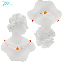 Pink Opal Amber And citrine Shape Free-shape Pink Yellow Orange Color Jewelry As Gift For Her Beautiful Necklace