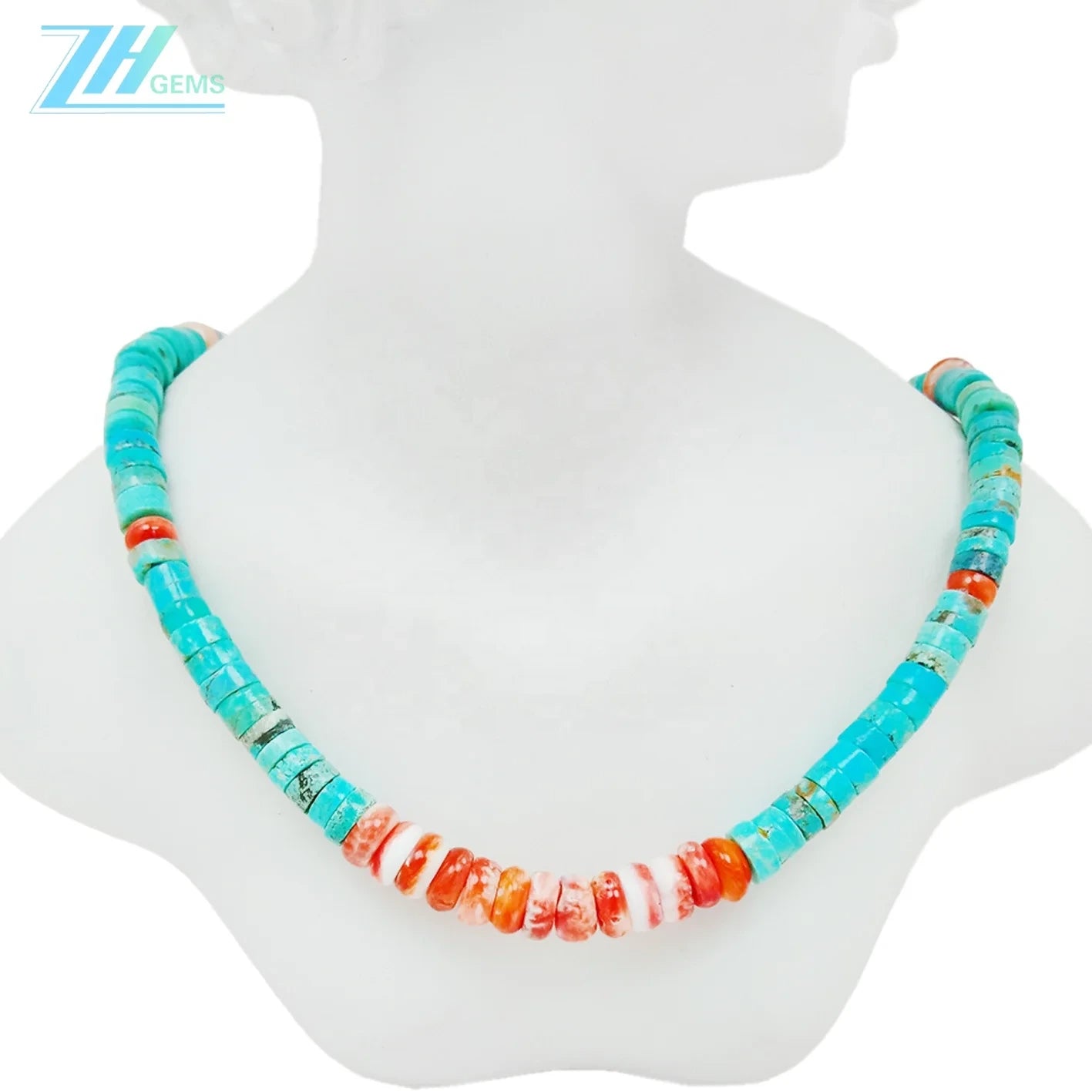 28.9g Natural Turquoise And Spiny Oyster 16inch Simple Atmosphere Jewelry For Gift Choice Fashion Design Handmade