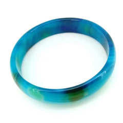 Natural Blue Agate Gemstone Bangle Best Gift 53-63mm