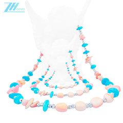 Natural Sterling Treatment Turquoise Necklace With Pink Opal Exuding Charm Paired With A Dazzling S925 Silver Unique Design