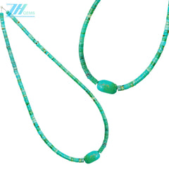 Natural Turquoise With Turquoise Beads Drop Heishi Shape Stress Relief Gift For Her Strength Necklace Round Beads Making