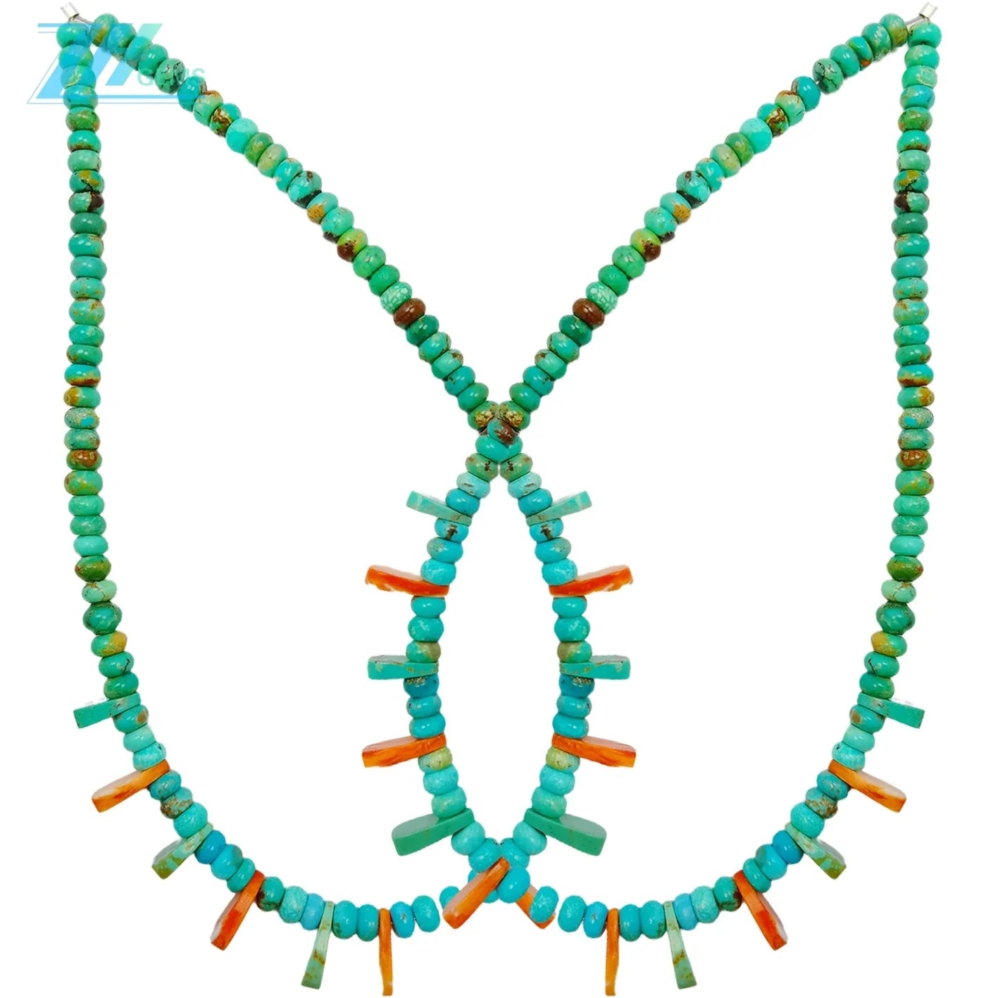 Natural Turquoise And Orange Spiny Oyster Roundle Beads Size 16inch Weight Green Match Orange As Gift For Girlfriend Making