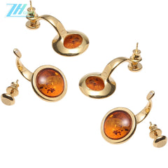 8.8g Natural Amber Beads Gemstone Earring Fashion Design Made Of Natural Amber Jewelry For Gift Elegant Huge Gemstone