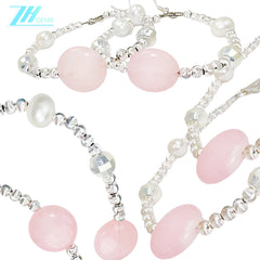 Jewelry Natural Rose Quartz Natural Pearls Sets Three-piece Sets Earrings Necklaces Bracelets Original Jewelry