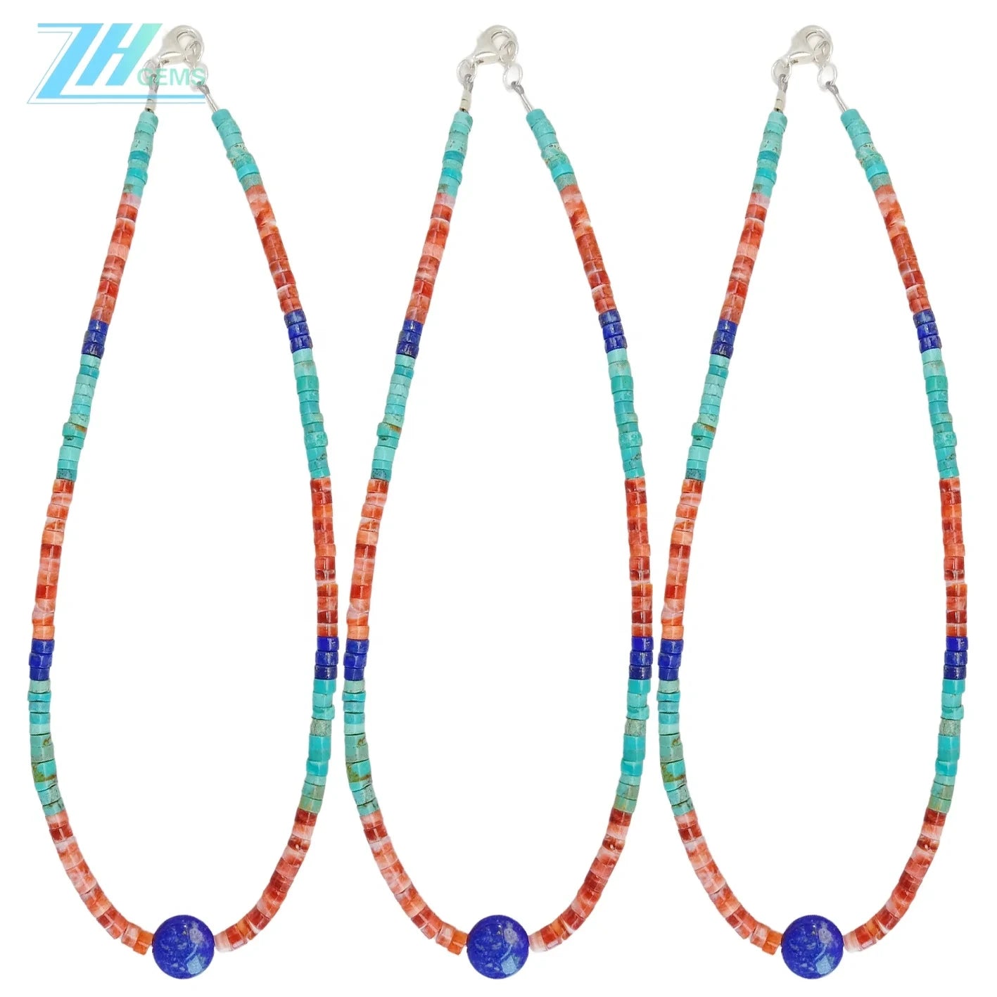 Natural Turquoise Spiny Oyster Lapis Lazuli Necklace Beautiful Jewelry Casual Natural Irregular Gemstone Necklace Handmade Gift