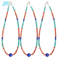 Natural Turquoise Spiny Oyster Lapis Lazuli Necklace Beautiful Jewelry Casual Natural Irregular Gemstone Necklace Handmade Gift