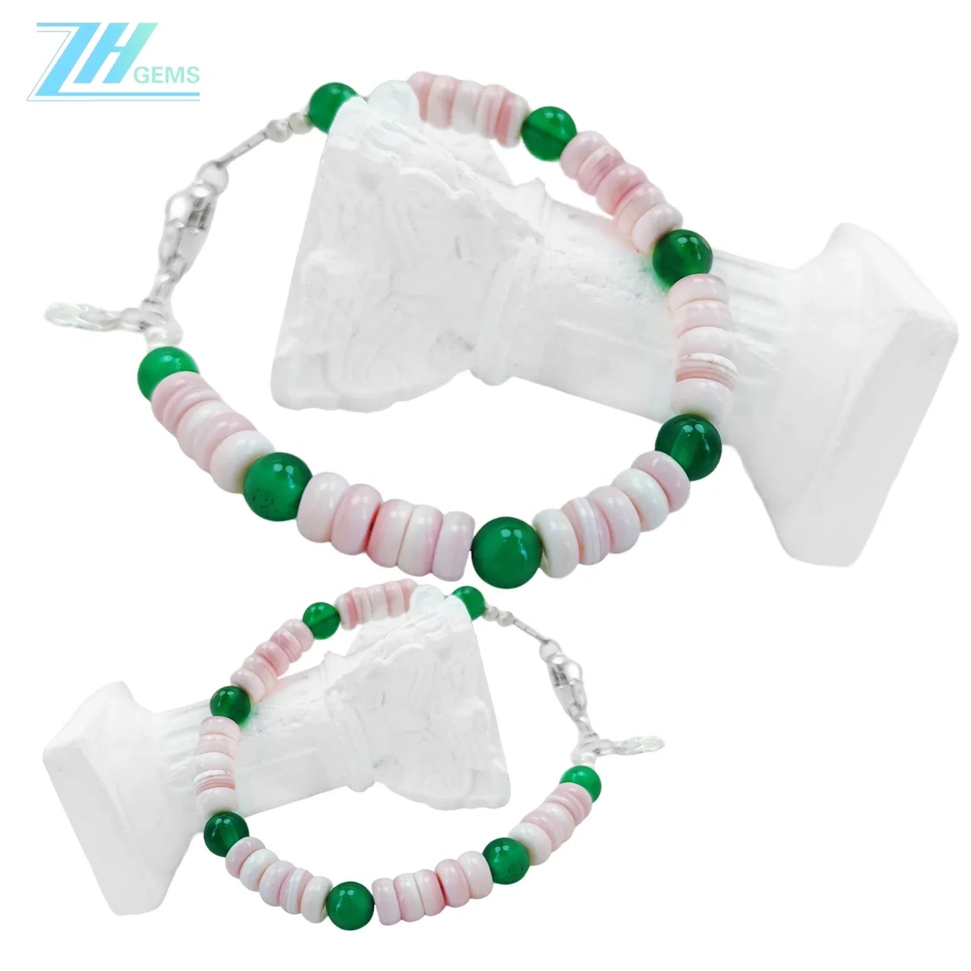 Natural Chrysoprase Fashion Jewelry Pink Opal And S925 Silver Delicate Bracelet Healing Women's Jewelry
