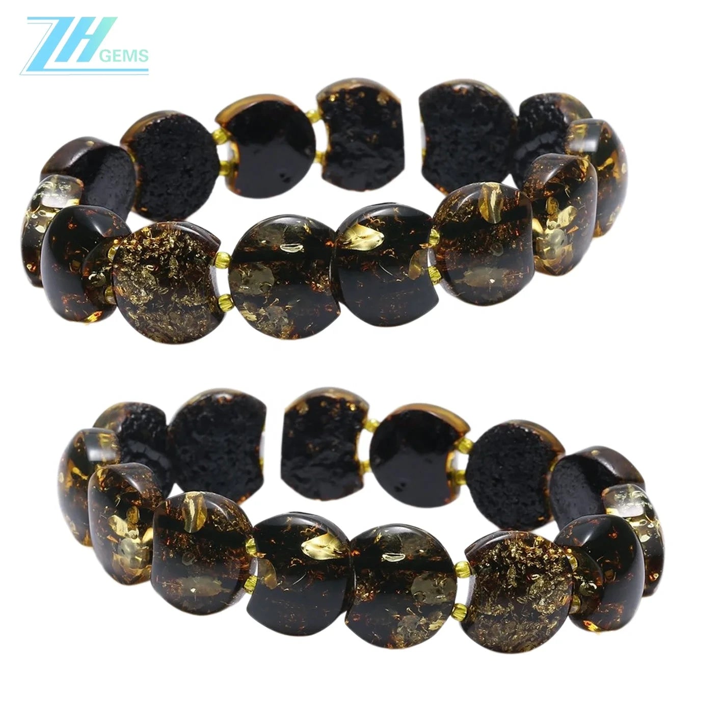 Black And Amber Beaded Bracelet Baltic Amber Bracelet 925 Sterling Silver Gemstone Bracelet Handmade Crystal