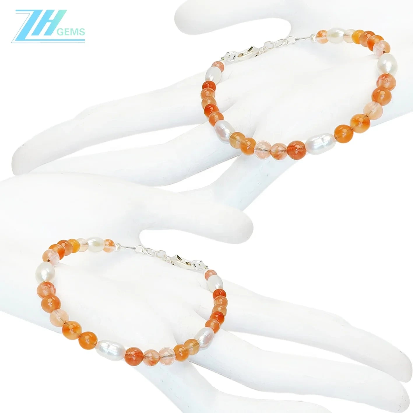 925 Silver Beads Natural Pearl Agate Bracelet Handmade Summer Fashion Jewelry Hot Selling