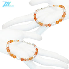 925 Silver Beads Natural Pearl Agate Bracelet Handmade Summer Fashion Jewelry Hot Selling