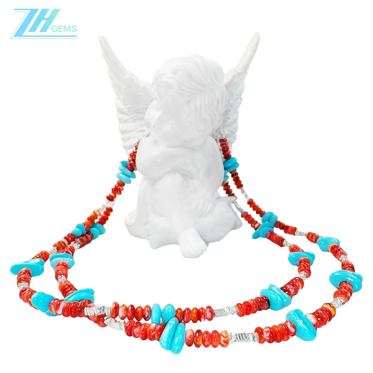Christmas Winter Natural Red Spiny Oyster Necklace High Quality Turquoise Natural Gemstone Jewelry Fashion Women's Jewelry