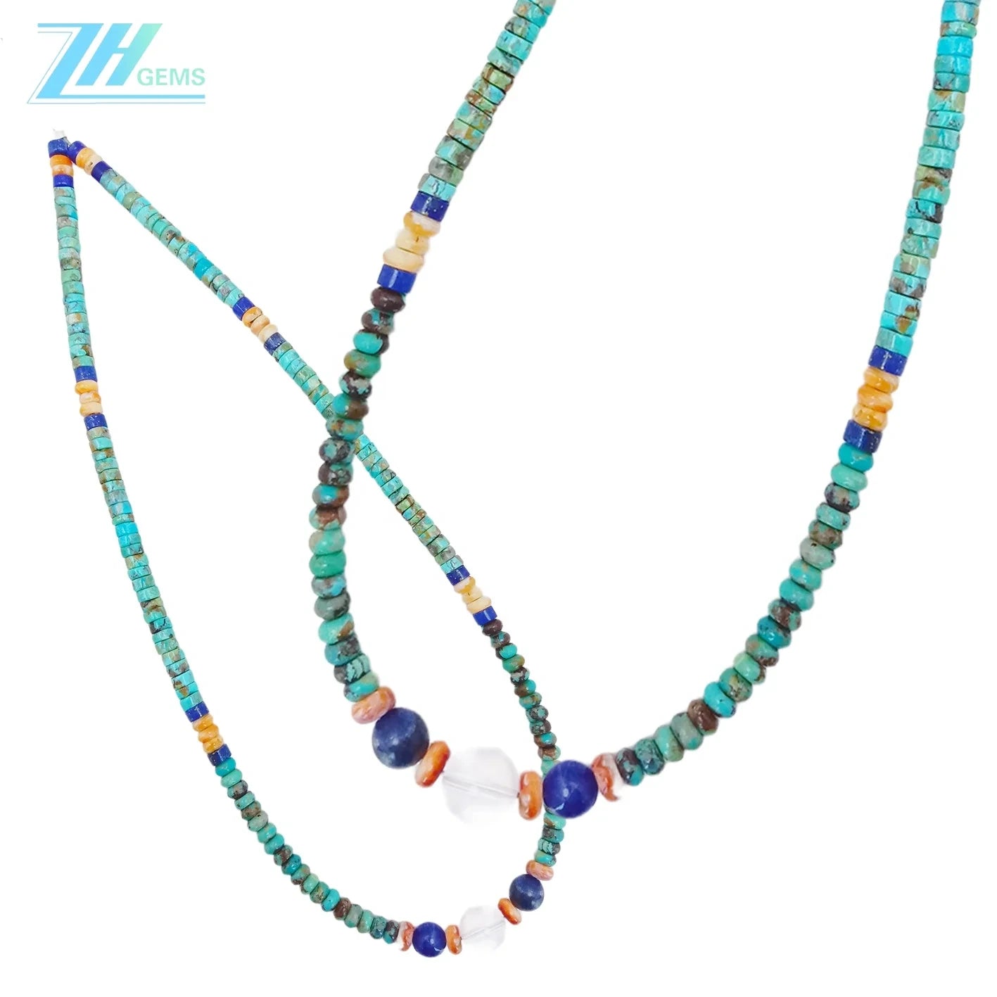 Natural Turquoise Lapis Lazuli Sodalite Crystal Spiny Oyster 12.6g Necklace High Quality Gemstone Healing Necklace Gift