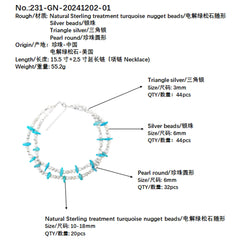 Natural Pearl & Turquoise Premium Women's Double Necklace With Delicate Gemstones Beautiful Jewelry Necklace Winter Gift