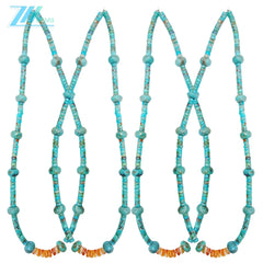 Natural Turquoise Necklace 17g Roundle And Heishi Beads Blue With Orange Color As Gift For Family Summer Good Choice