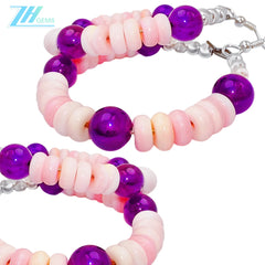 High Quality Amethyst Earring Hoop Earrings With Natural Pink Opal Jewelry The Best Choice For Family And Friends