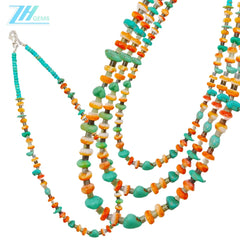 Natural Turquoise Spiny Oyster And Burma Jadeite Heishi Free-shape And Roundle Beads Gemstone For Making Jewelry Holiday Gift