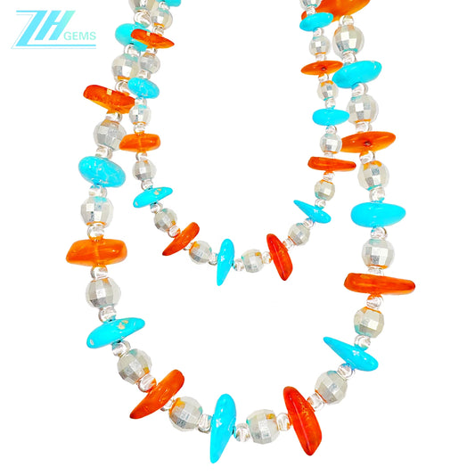 Natural Amber And Turquoise With A Warm And Charming Luster Are Paired With A Dazzling S925 Silver Chain The Unique Design