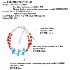 Double Winter Natural Turquoise Bracelet Red Spiny Oyster With S925 Silver Exquisite Bracelet High Jewelry Designer Custom