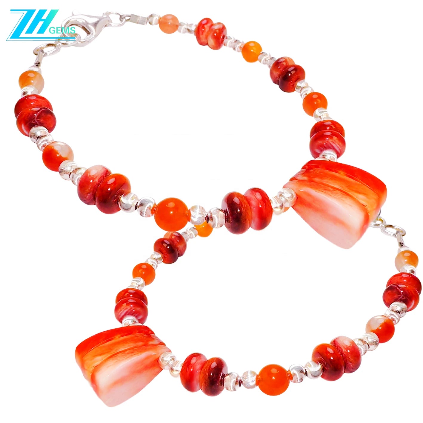 This Bracelet Combines Colorful Crystals With Red Spiny Oyster Featuring Gorgeous Colors When Moving It Exudes