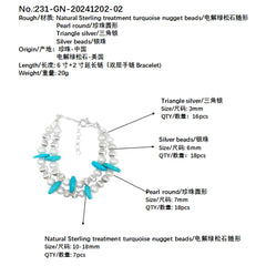 Double Winter Natural Turquoise Bracelet Pearl With S925 Silver Exquisite Bracelet High Jewelry Designer Custom