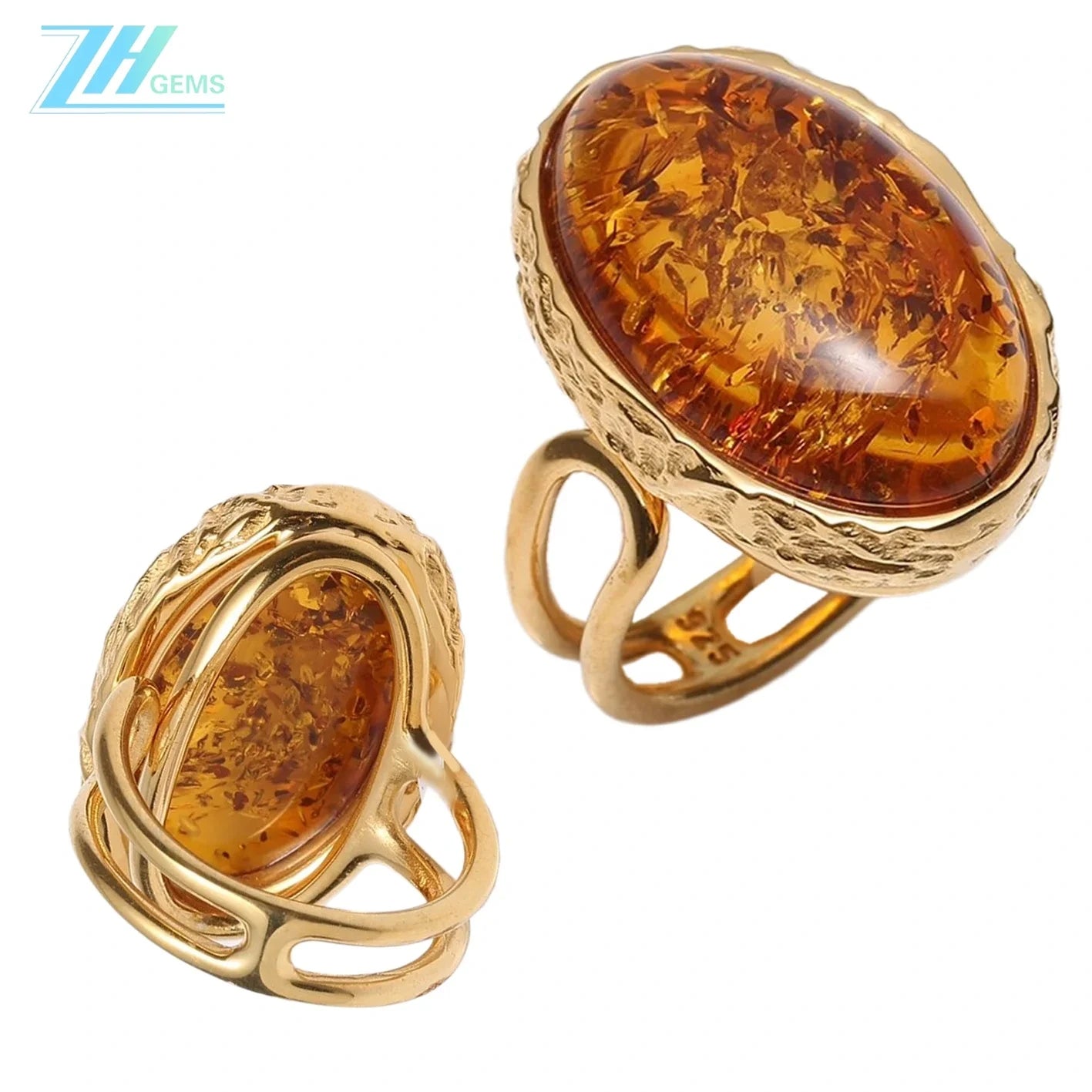 Amber Ring Orange Cabochon Oval Sterling Amber Stone Engagement Gift For Her Huge Handmade