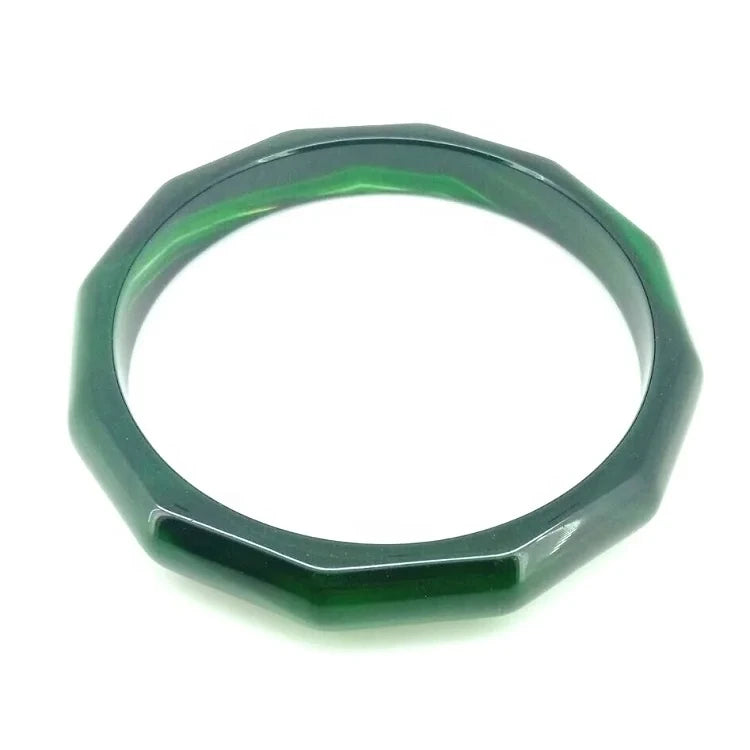 Natural Jewelry Dark Green Agate Gemstone Bangle Best Gift 53-63mm