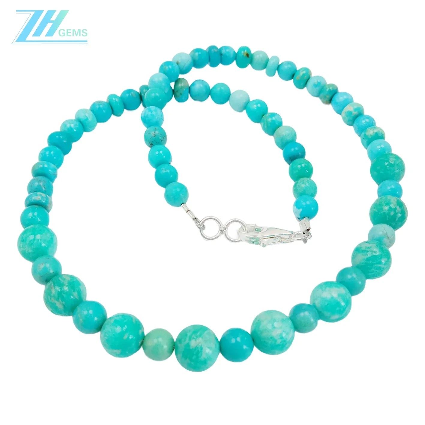 Natural Turquoise 16inch 21.6gram Necklace Beautiful Jewelry Delicate Present Round Beads 8mm Match 6mm Periphery Gift