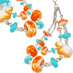 Made Of S925 Silver And Natural Sterling Treatment Turquoise This Bracelet Is Paired With Orange Spiny Oyster
