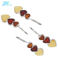 Amber Earring From Europe Natural Baltic Non-optimized Amber Earrings 925 Sterling Silver Inlay Gemstone Jewelry Red Match