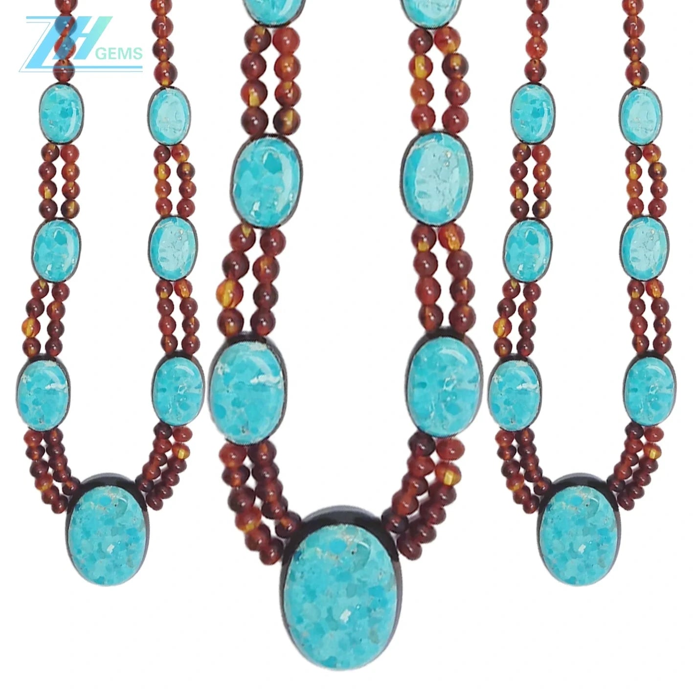 Amber Natural Turquoise 25.7g Color Red Match Blue Combination Jewelry Necklace Delicate Gift As Surprising Choice Summer