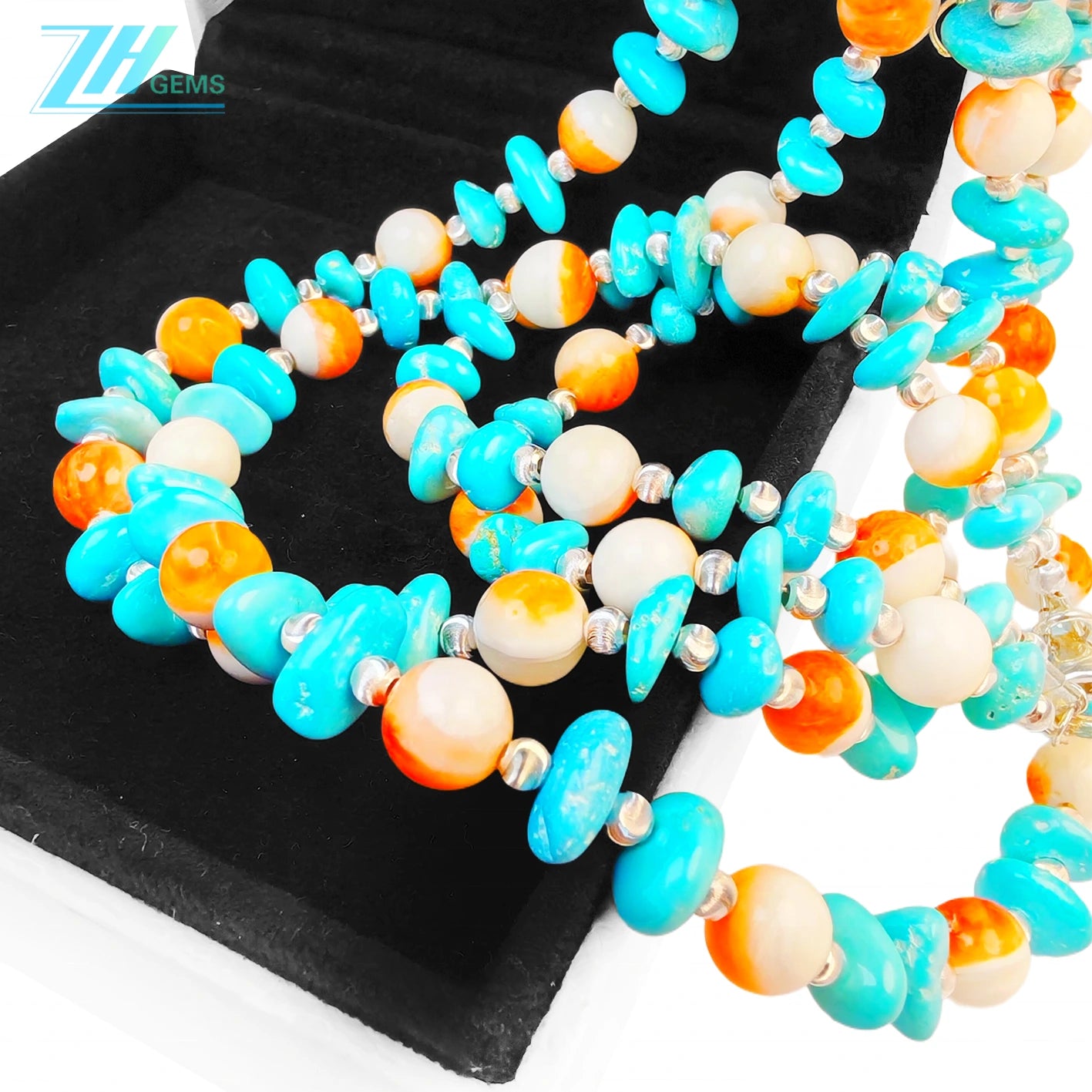 The Set Made Of Sterling Treatment Turquoise Orange Spiny Oyster And S925 Silver Features Double Layer Ingenuity